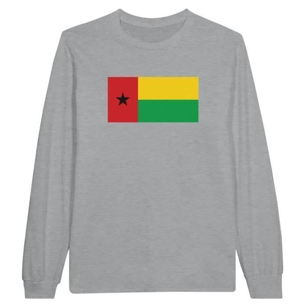 Långärmad T-shirt - Guinea-Bissau flagga - Grå - 100% bomull - Regular fit - Unisex