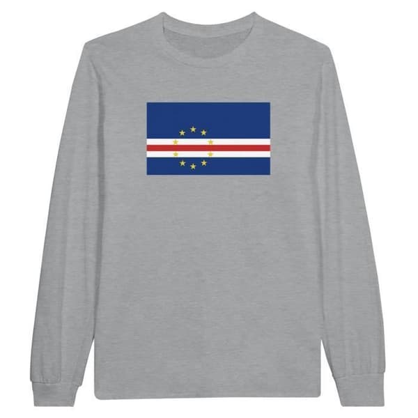 Långärmad t-shirt - PIXELFORMA - Kap Verdes flagga - 100 % bomull - Grå - Optimal komfort