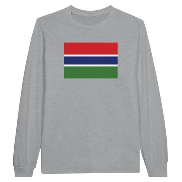 Långärmad t-shirt - PIXELFORMA - Gambias flagga - 100% bomull - Grå - Långärmad