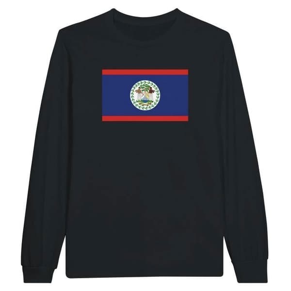 Långärmad t-shirt - PIXELFORMA - Flag of Belize - 100 % bomull - Långa ärmar - Optimal komfort