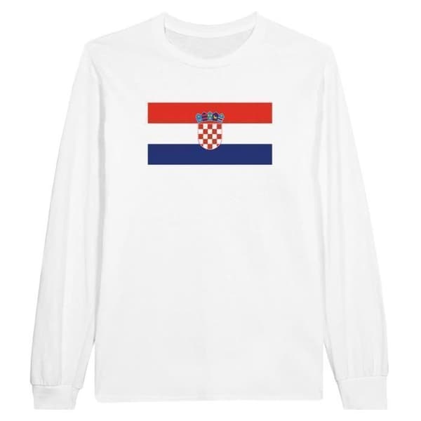 Långärmad T-shirt - Kroatiens flagga - Vit - 100% bomull - Regular fit - Unisex
