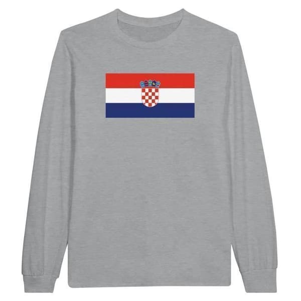 Croatia Flag Långärmad T-shirt i grått