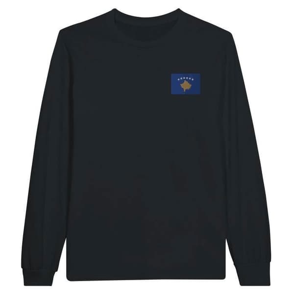 T-shirt med långa ärmar - PIXELFORMA - Kosovos flagga - 100% bomull - Långa ärmar - Optimal komfort