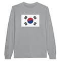 Miniatyrbild 1 av 3: T-shirt - Sydkoreas flagga - Grå - 100% bomull - Långärmad - Regular fit