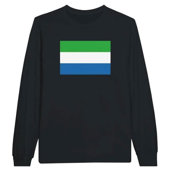 Långärmad T-shirt - Sierra Leones flagga - Svart - 100% bomull - Regular fit - Unisex