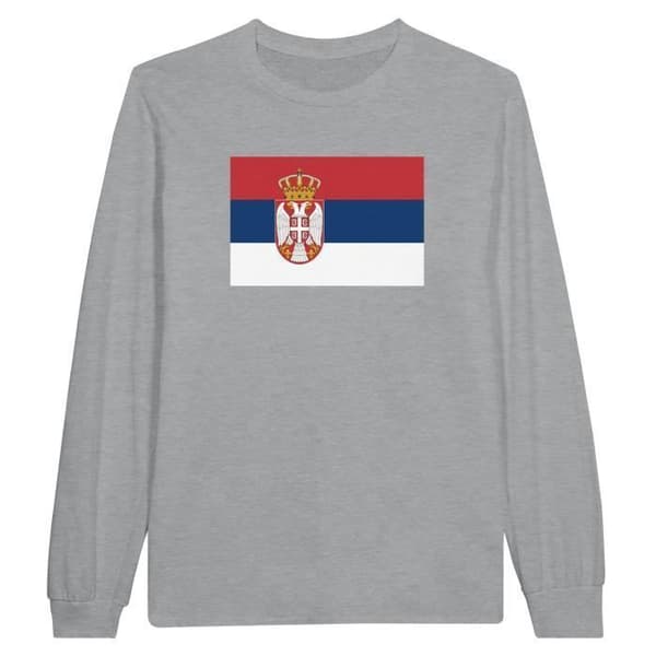 T-shirt med långa ärmar - PIXELFORMA - Serbiens flagga - 100% bomull - Långa ärmar - Optimal komfort