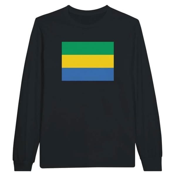Långärmad t-shirt - PIXELFORMA - Gabons flagga - 100 % bomull - Långa ärmar - Optimal komfort