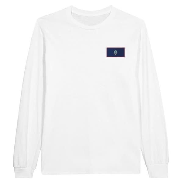 Långärmad T-shirt - PIXELFORMA - Guam-flagga - Vit - Regular passform - Klassisk krage