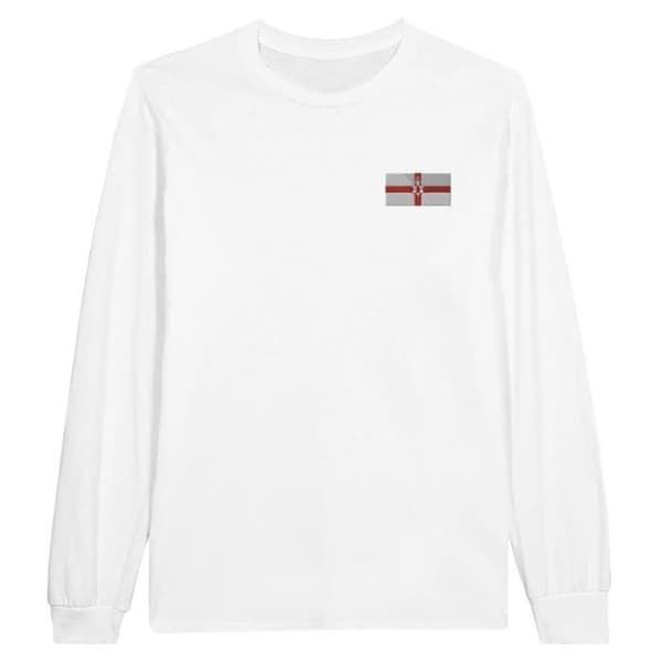 Nordirlands flagga broderi långärmad T-shirt i vit
