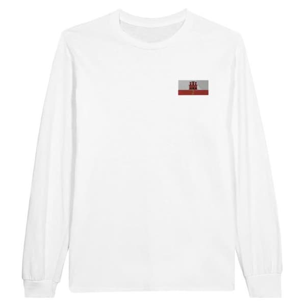 T-shirt med långa ärmar - PIXELFORMA - Gibraltarflagga - 100% bomull - Långa ärmar - Optimal komfort