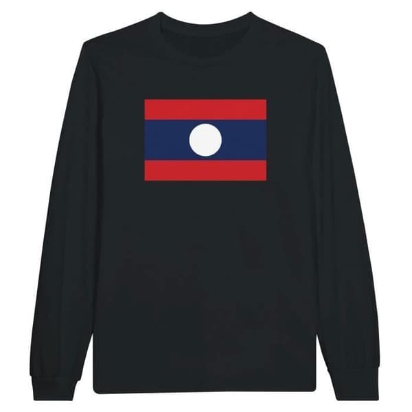 Långärmad t-shirt - PIXELFORMA - Flag of Laos - 100 % bomull - Långa ärmar - Optimal komfort