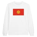 Miniatyrbild 1 av 3: Långärmad T-shirt - Kirgizistans flagga - Vit - 100% bomull - Regular fit - Unisex