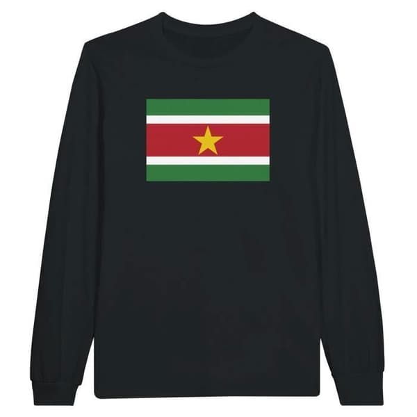 Långärmad t-shirt - PIXELFORMA - Flag of Surinam - Svart - Normal passform - Klassisk krage