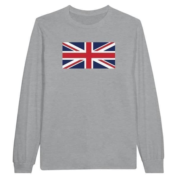 T-shirt med långa ärmar - PIXELFORMA - Storbritanniens flagga - 100% bomull - Optimal komfort - Långa ärmar