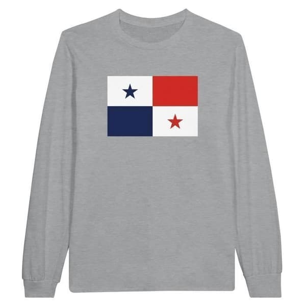 Långärmad T-shirt - PIXELFORMA - Panamas flagga - 100% bomull - Grafit Heather - Optimal komfort