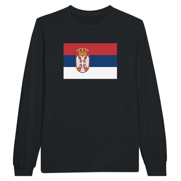 T-shirt med långa ärmar - PIXELFORMA - Serbiens flagga - 100% bomull - Långa ärmar - Optimal komfort
