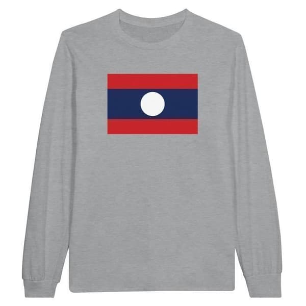 Långärmad t-shirt - PIXELFORMA - Flag of Laos - 100 % bomull - Långa ärmar - Optimal komfort