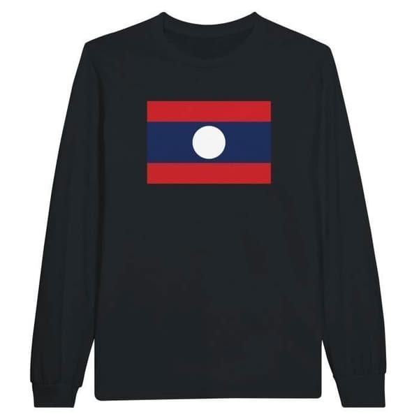 Långärmad t-shirt - PIXELFORMA - Flag of Laos - 100 % bomull - Långa ärmar - Optimal komfort