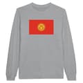 Miniatyrbild 1 av 3: Långärmad T-shirt - Kirgizistans flagga - Grå - 100% bomull - Regular fit - Unisex