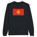 Miniatyrbild 1 av 3: T-shirt med lång ärm - Kirgizistan flagga - Svart - 100% bomull - Regular fit - Unisex