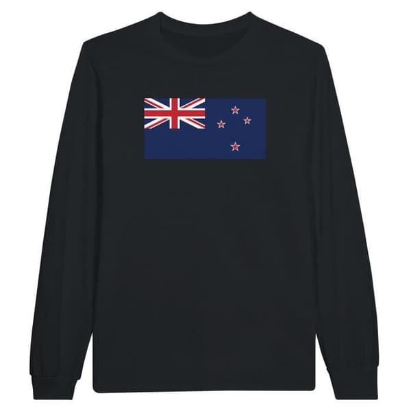 Nya Zeelands flagga långärmad T-shirt i svart