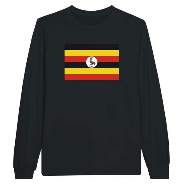 Långärmad T-shirt - PIXELFORMA - Ugandas flagga - 100% bomull - Långärmad - Unisex