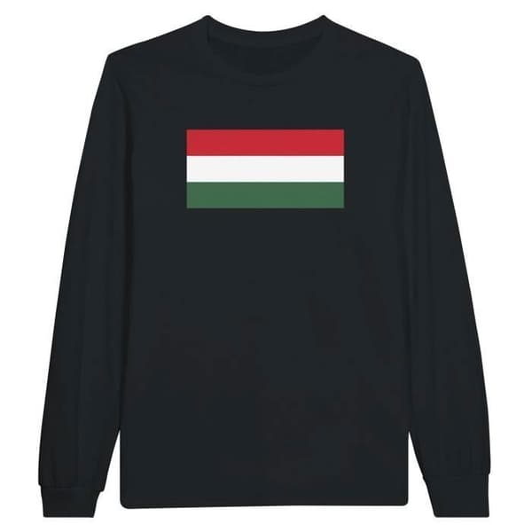 T-shirt med långa ärmar - PIXELFORMA - Ungerns flagga - 100% bomull - Långa ärmar - Normal passform