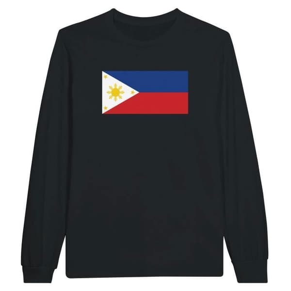 Långärmad t-shirt - Filippinernas flagga - Svart - 100% bomull - Regular fit - Unisex