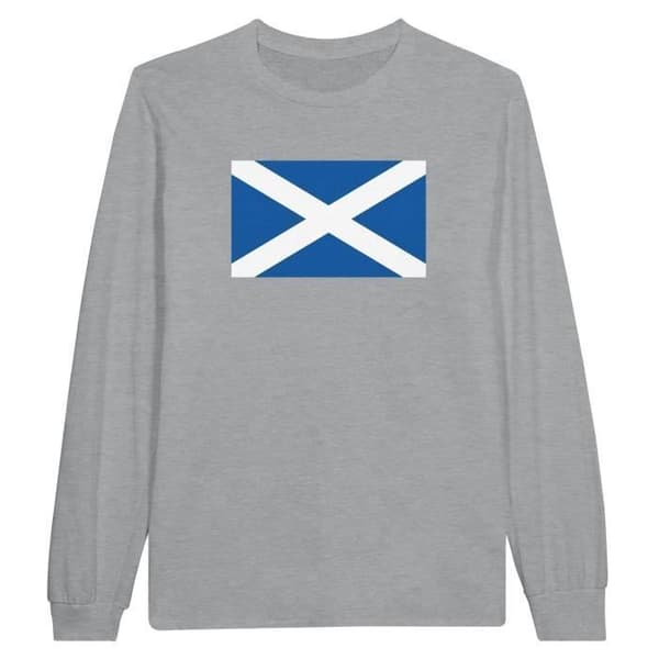 Långärmad tshirt - Skottlands flagga - Grå - 100% bomull - Klassisk passform - Unisex
