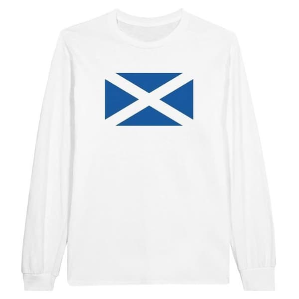 T-shirt - Skottlands flagga - Vit - 100% bomull - Långa ärmar - Regular fit