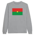 Miniatyrbild 1 av 3: T-shirt med lång ärm - Burkina Fasos flagga - Grå - 100% bomull - Klassisk passform - Unisex