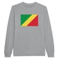 Miniatyrbild 1 av 3: Långärmad T-shirt - Demokratiska republiken Kongos flagga - Grå - 100% bomull - Klassisk passform - Unisex
