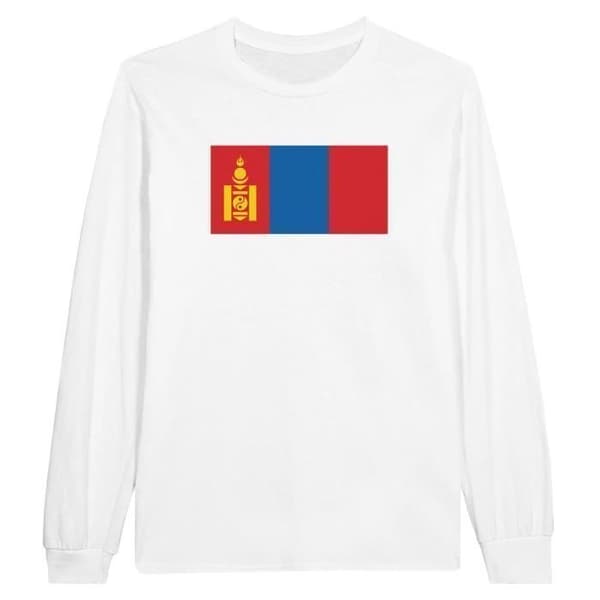 T-shirt med lång ärm - PIXELFORMA - Mongoliets flagga - 100% bomull - Långa ärmar - Regular passform