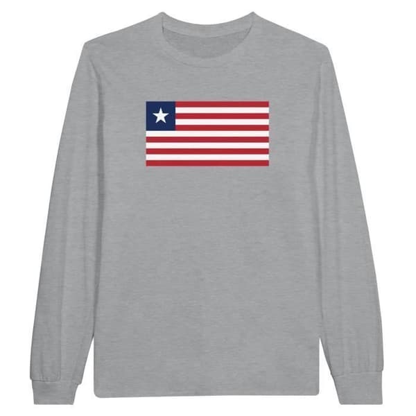 Långärmad t-shirt - PIXELFORMA - Liberias flagga - 100 % bomull - Långa ärmar - Optimal komfort