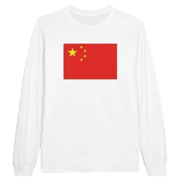 Folkrepubliken Kina flagga långärmad T-shirt i vitt