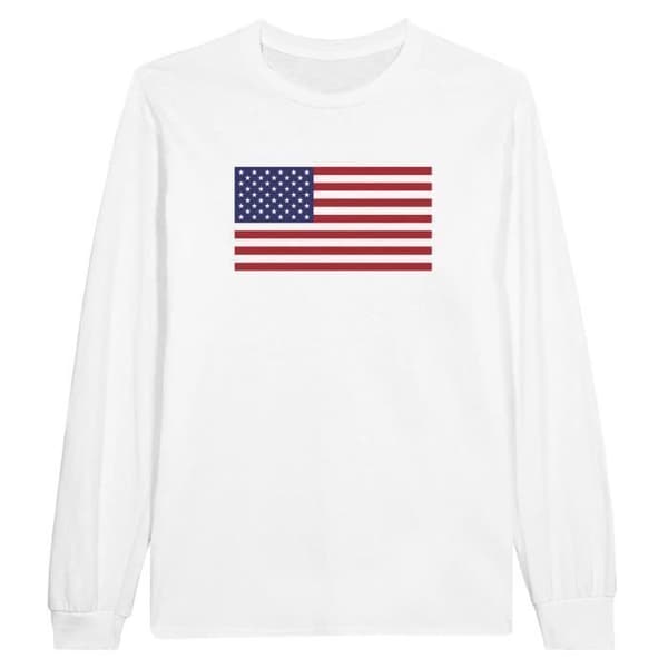 T-shirt med långa ärmar - USA:s flagga - Vit - 100% bomull - Regular fit - Unisex