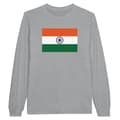 Miniatyrbild 1 av 3: T-shirt med lång ärm - PIXELFORMA - Indiens flagga - 100% bomull - Långärmad - Grå