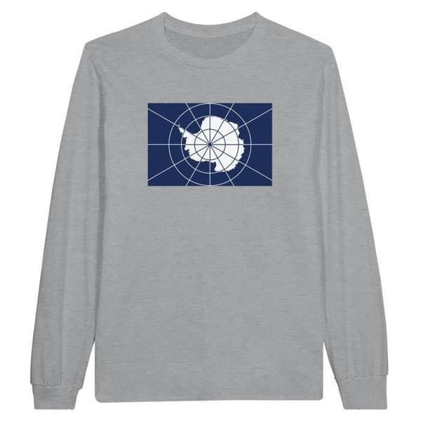 T-shirt med långa ärmar - Antarktisflagga - Grå - 100% bomull - Klassisk passform - Unisex