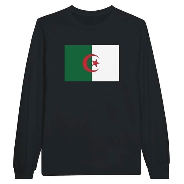 Långärmad T-shirt - PIXELFORMA - Algeriets flagga - 100% bomull - Långa ärmar - Optimal komfort
