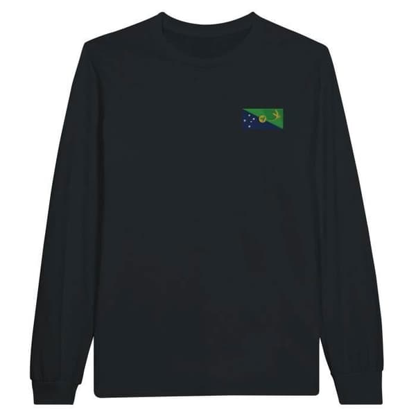 T-shirt med långa ärmar - PIXELFORMA - Julöns flagga - 100% bomull - Svart - Bekväm