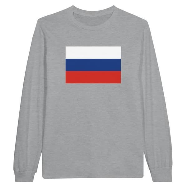 T-shirt med långa ärmar - PIXELFORMA - Rysslands flagga - 100% bomull - Långa ärmar - Optimal komfort