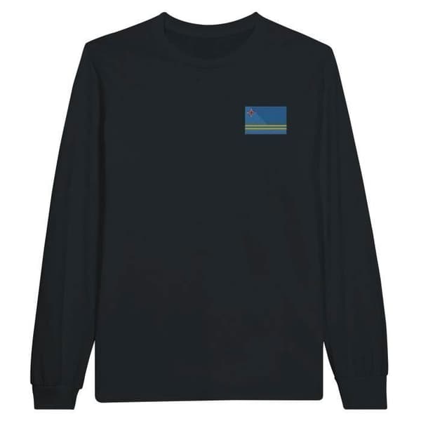 T-shirt med lång ärm - PIXELFORMA - Aruba flagga - Svart - 100% bomull - Regular