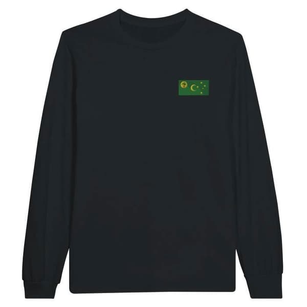 Långärmad T-shirt - PIXELFORMA - Kookosöarnas flagga - Svart - 100% bomull - Regular