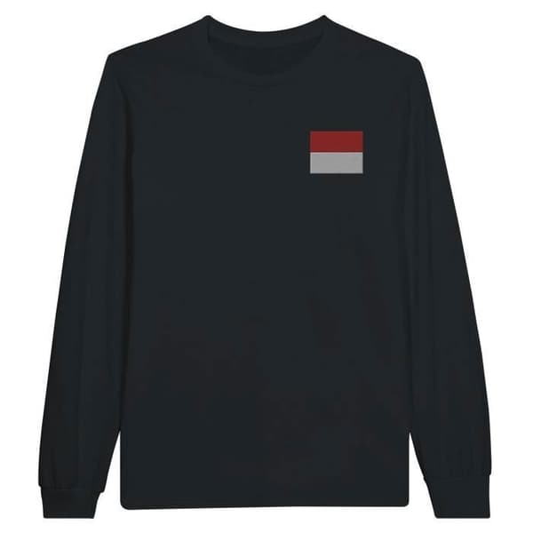T-shirt med lång ärm - PIXELFORMA - Monacos flagga - 100% bomull - Långärmad - Optimalt komfort