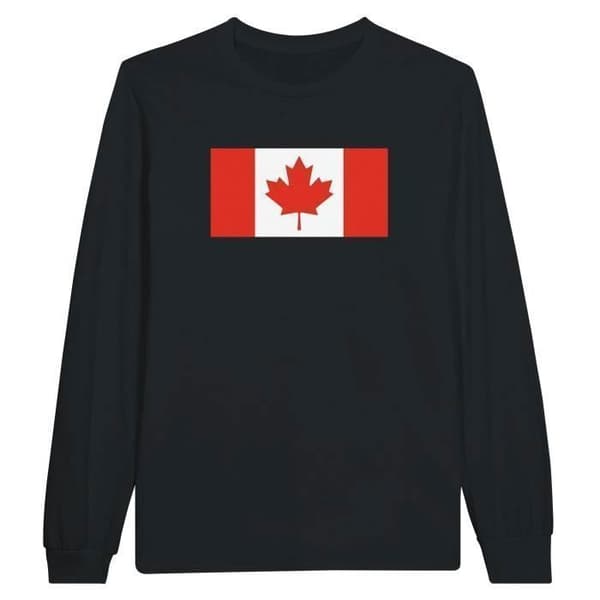 Långärmad T-shirt - PIXELFORMA - Kanadas flagga - 100% bomull - Långärmad - Optimal komfort