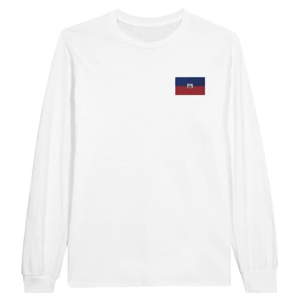 Långärmad T-shirt - PIXELFORMA - Haitis flagga - 100% bomull - Långa ärmar - Optimal komfort