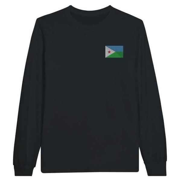 Långärmad T-shirt - PIXELFORMA - Djiboutis flagga - Svart - Regular fit - Bekväm