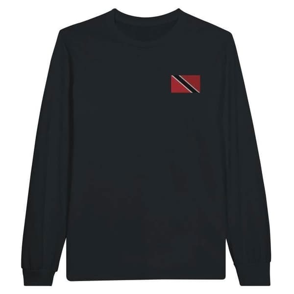 T-shirt med långa ärmar - Trinidad och Tobagos flagga - Svart - 100% bomull - Rak passform - Unisex