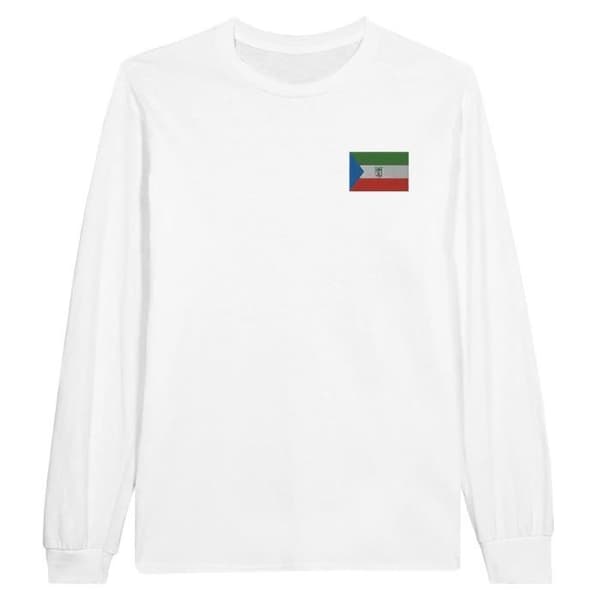 T-shirt med långärmar - Ekvatorialguinea flagga - Vit - 100% bomull - Regular fit - Unisex
