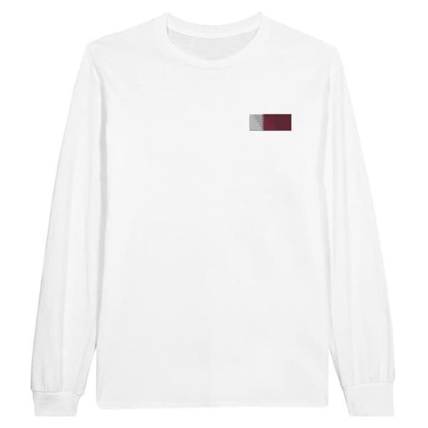Långärmad t-shirt - PIXELFORMA - Flag of Qatar - 100 % bomull - Optimal komfort - Förstärkta sömmar